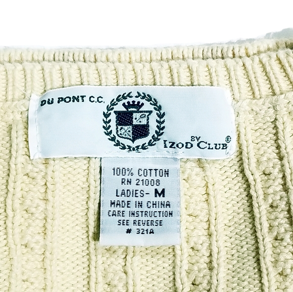 Vintage LPGA Womens V-Neck Cable Knit Sweater M - Picture 6 of 8